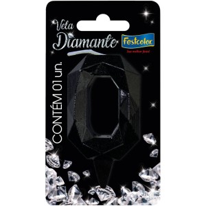 Vela Diamante Preta N 0 Com 10 Unidades-109870-94350