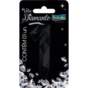 Vela Diamante Preta Nº1 Com 10 Unidades-109871-17959