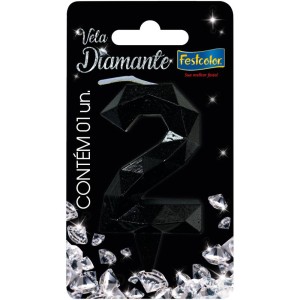 Vela Diamante Preta Nº2 Com 10 Unidades-109872-12537