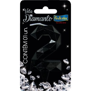 Vela Diamante Preta Nº2 Com 10 Unidades-109872-30856