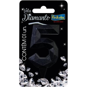 Vela Diamante Preta Nº5 Com 10 Unidades-109875-73264