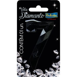 Vela Diamante Preta Nº7 Com 10 Unidades-109877-37659