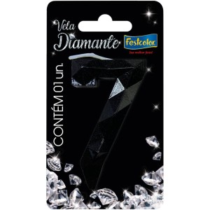 Vela Diamante Preta Nº7 Com 10 Unidades-109877-86234