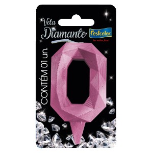 Vela Diamante Rosa N 0 Com 10 Unidades-109843-40680