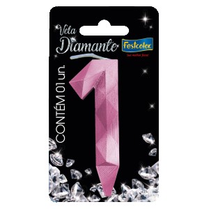 Vela Diamante Rosa Nº1 Com 10 Unidades-109834-39584