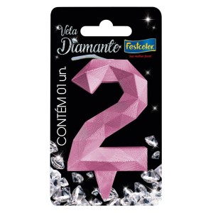 Vela Diamante Rosa Nº2 Com 10 Unidades-109835-52579