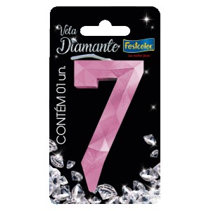 Vela Diamante Rosa Nº7 Com 10 Unidades-109840-25143