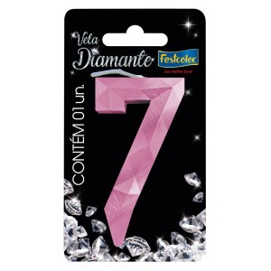 Vela Diamante Rosa Nº7 Com 10 Unidades-109840-35322