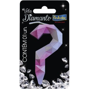 Vela Diamante Rosa Prateada N ? Com 10 Unidades