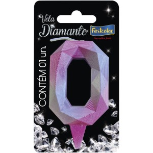 Vela Diamante Rosa Prateada N 0 10 Unidades-108751-32399