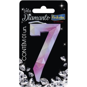 Vela Diamante Rosa Prateada Nº7 10 Unidades-108758-25743