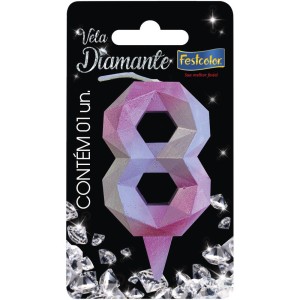 Vela Diamante Rosa Prateada Nº8 10 Unidades-108759-69089