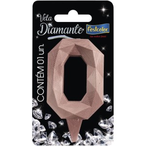 Vela Diamante Rose Gold N 0 Com 10 Unidades