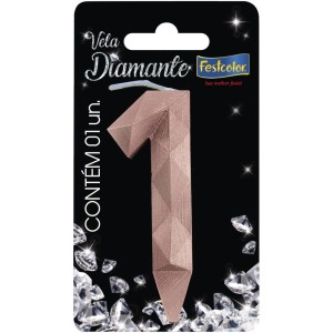 Vela Diamante Rose Gold Nº1 10 Unidades-108780-15868