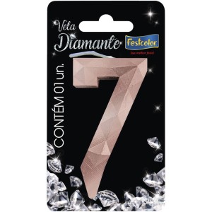 Vela Diamante Rose Gold Nº7 10 Unidades-108786-65876