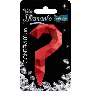 Vela Diamante Vermelha N ? Com 10 Unidades-109880-79729