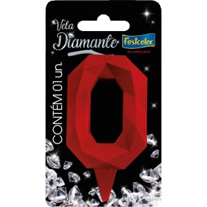 Vela Diamante Vermelha N 0 Com 10 Unidades-109881-52179