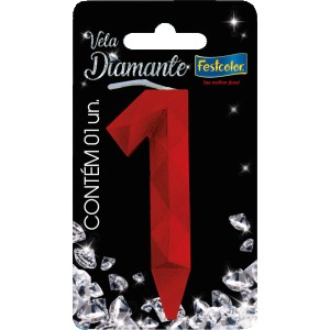 Vela Diamante Vermelha Nº1 Com 10 Unidades