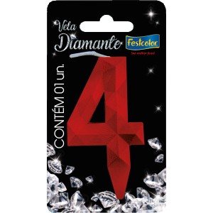 Vela Diamante Vermelha Nº4 Com 10 Unidades-109885-23156