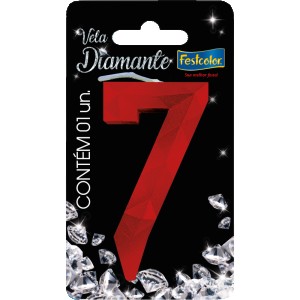 Vela Diamante Vermelha Nº7 Com 10 Unidades