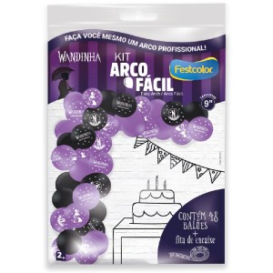 Kit Arco Fácil De Balões Wandinha 3 Unidades