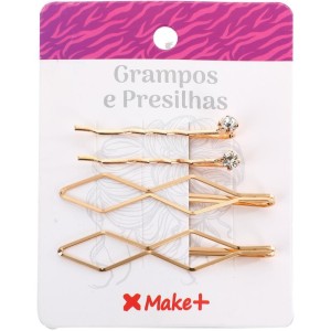 Acessorio Para Cabelo Grampo Geometrico Dourado Bl.4-107642-84888