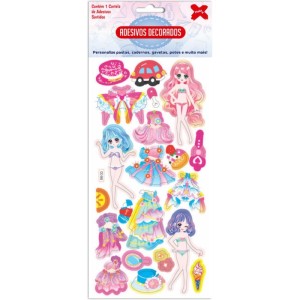 Adesivos Decorados 10x24cm. Princesa Cartela Sort-106566-39306