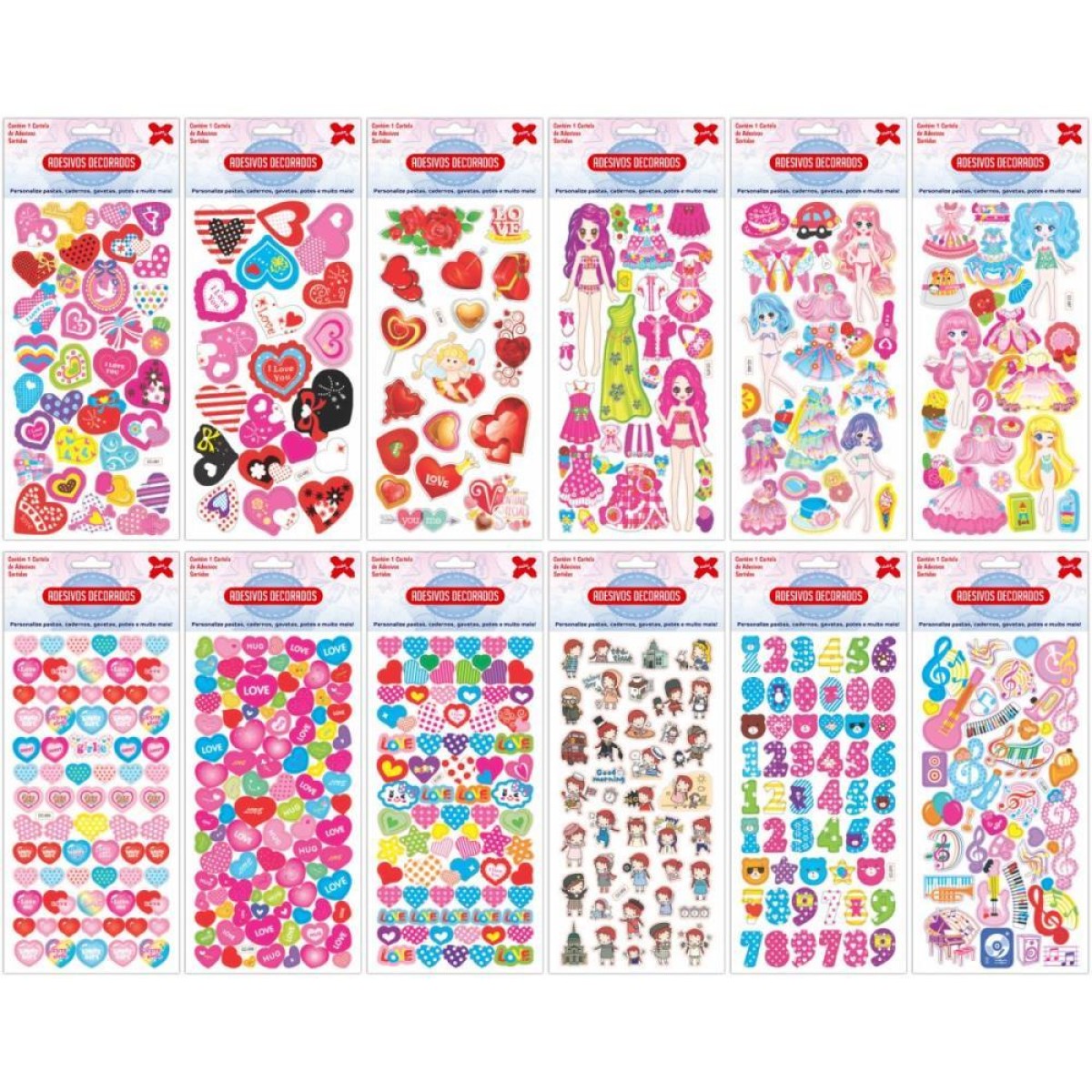 Adesivos Decorados 15x26cm. Big Mix Cartela Sort.-106571-71239