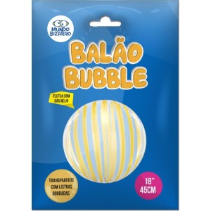 Balao Bubble Listra Dourada 45cm-097155-82564