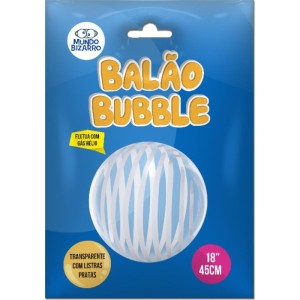 Balao Bubble Listra Prata 45cm-097156-58395