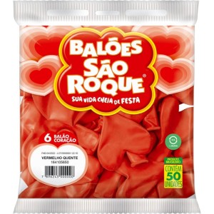 Balao Coracao 6pol Vermelho Quente-056123-63847