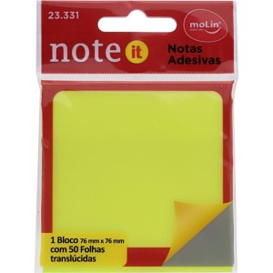 Bloco De Recado Autoadesivo 76mmx76mm Transl Amarelo C/50f-100156-36907