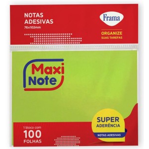 Bloco De Recado Autoadesivo 76x102mm Maxi Verde Neon 100fl-104626-21036