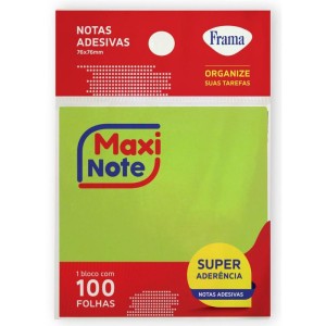 Bloco De Recado Autoadesivo 76x76mm Maxi Verde Neon 100fls-104634-14213