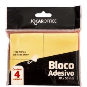 Bloco De Recado Autoadesivo Jocar Amarelo 38x50 100fls.-067593-14620