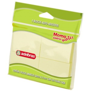 Bloco De Recado Autoadesivo Memonote Amarelo 38x50 100fls.-079360-44603