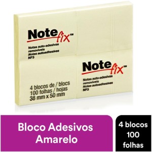 Bloco De Recado Autoadesivo Notefix 100f. 38mmx50mm Amarel-010826-21929