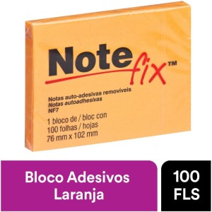 Bloco De Recado Autoadesivo Notefix 100f.76mmx102mm Laranj-034433-63146