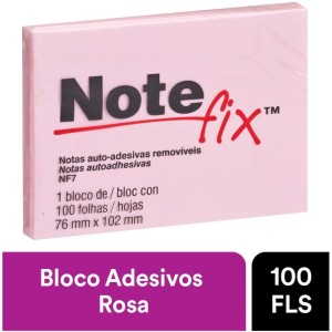 Bloco De Recado Autoadesivo Notefix 100f.76mmx102mm Rosa-034431-92264