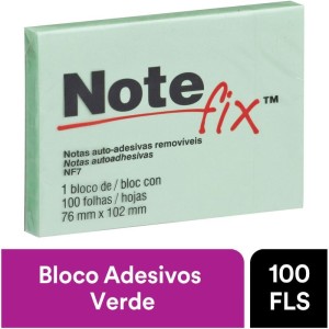 Bloco De Recado Autoadesivo Notefix 100f.76mmx102mm Verde-034430-59458