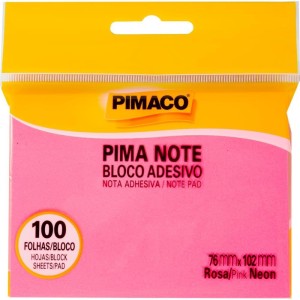 Bloco De Recado Autoadesivo Pimanote Rosa 76x102mm 100fls-100731-13550