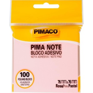 Bloco De Recado Autoadesivo Pimanote Rosa 76x76mm 100fls-100725-12891