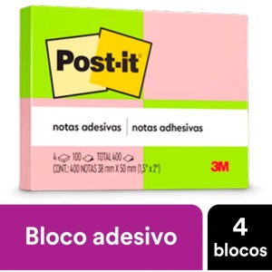 Bloco De Recado Post-it 653 Neon 38x50mm C/100fls.-088561-16586