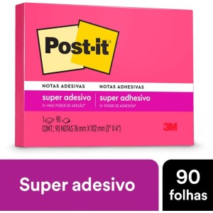 Bloco De Recado Post-it 76x102mm Rosa 90fls.-060059-63487