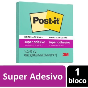 Bloco De Recado Post-it 76x76mm Azul Aqua 90fls.-087689-20106