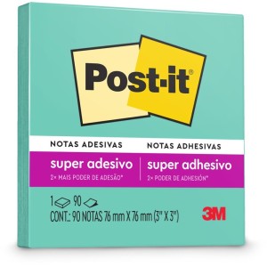 Bloco De Recado Post-it 76x76mm Azul Aqua 90fls.-087689-62947