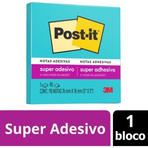 Bloco De Recado Post-it 76x76mm Azul Eletrico 90fls.-087688-31271