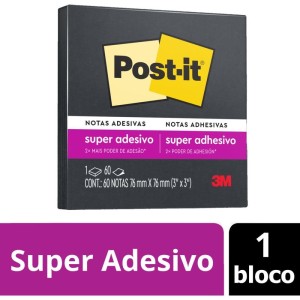 Bloco De Recado Post-it 76x76mm Preto 60fls.-085097-94187