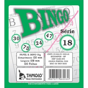 Bloco Para Bingo Verde 120x108mm 100f Sulfite-000426-86474