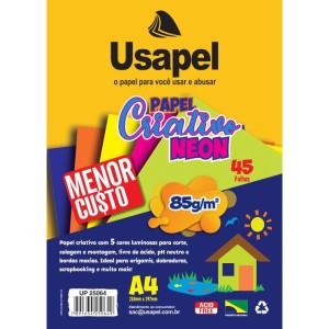 Bloco Para Educacao Artistica Usapel Neon 5cor. A4 85g 45fls-090237-71430